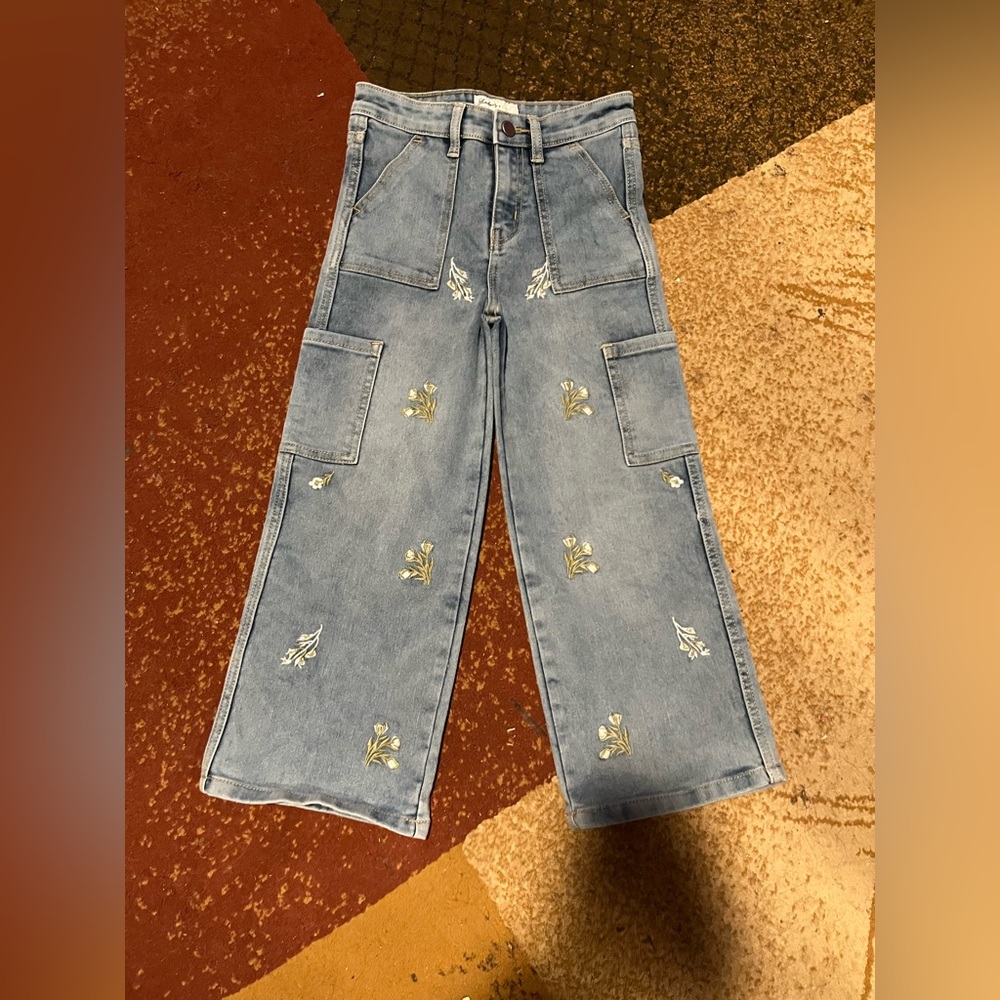 Shadows + Ost Embroidered Wide Leg Jeans